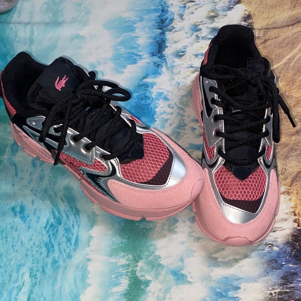 Lacoste Pink and Silver Athletic Shoes